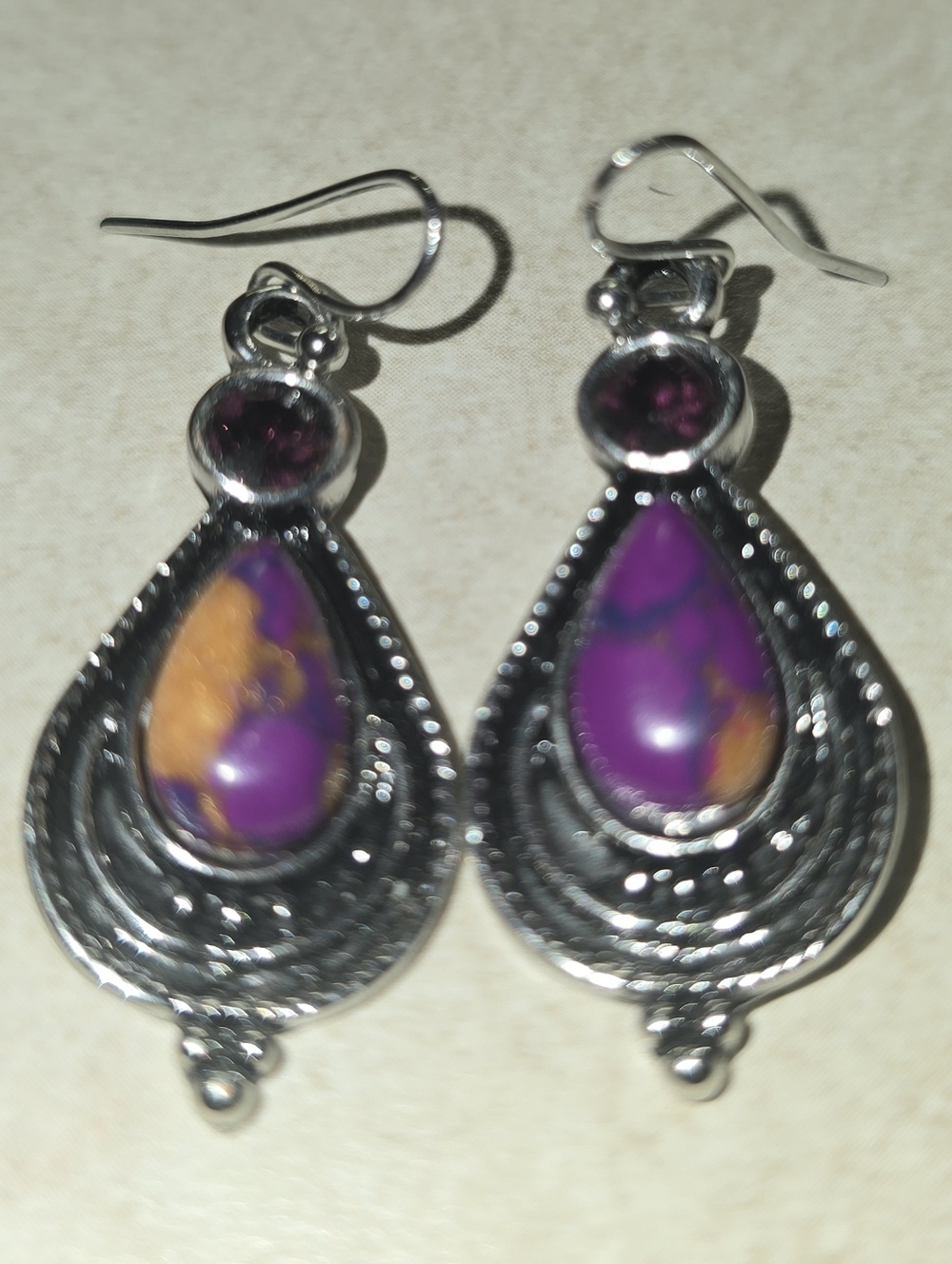 Purple Orange Teardrop Dangle Earrings - Women Jewelry
